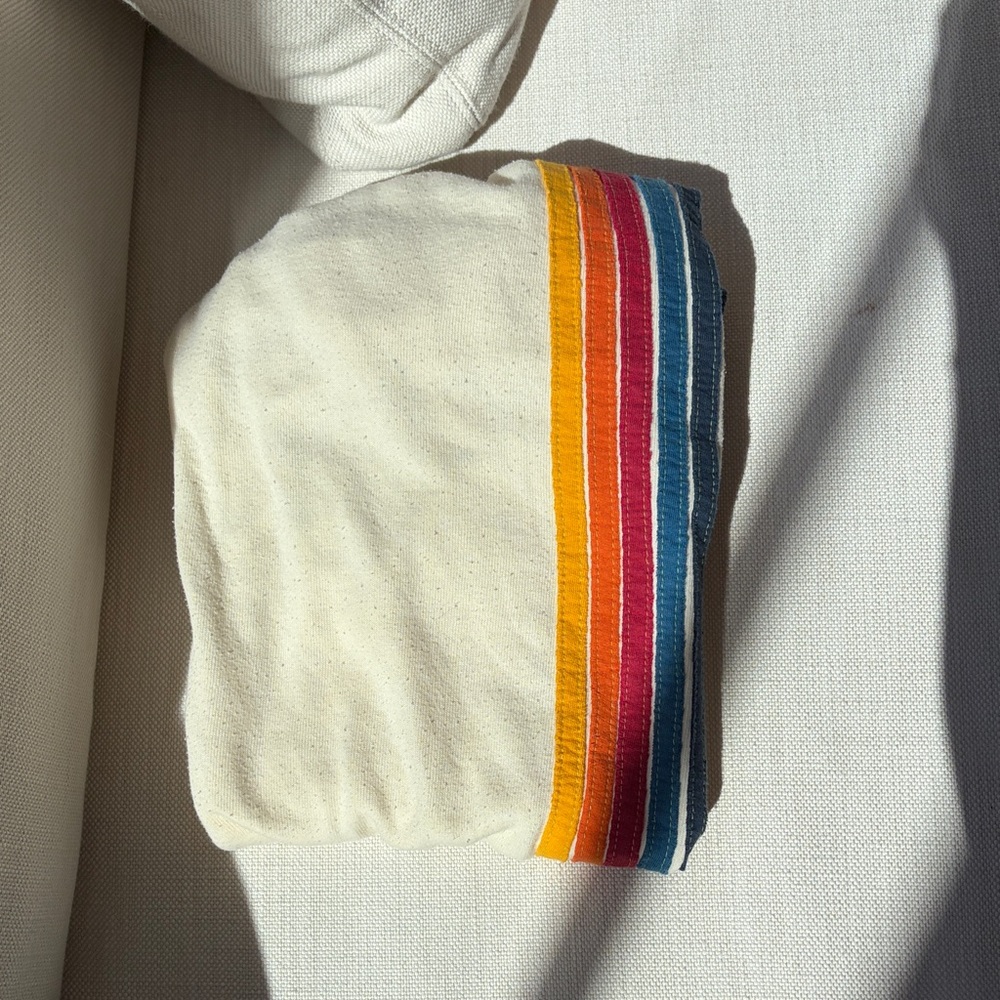 Aviator Nation Cream Track Pants with Rainbow Stripes